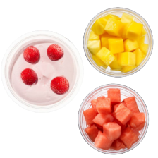Healthy Hand gesneden fruit, rauwkost of bavarois